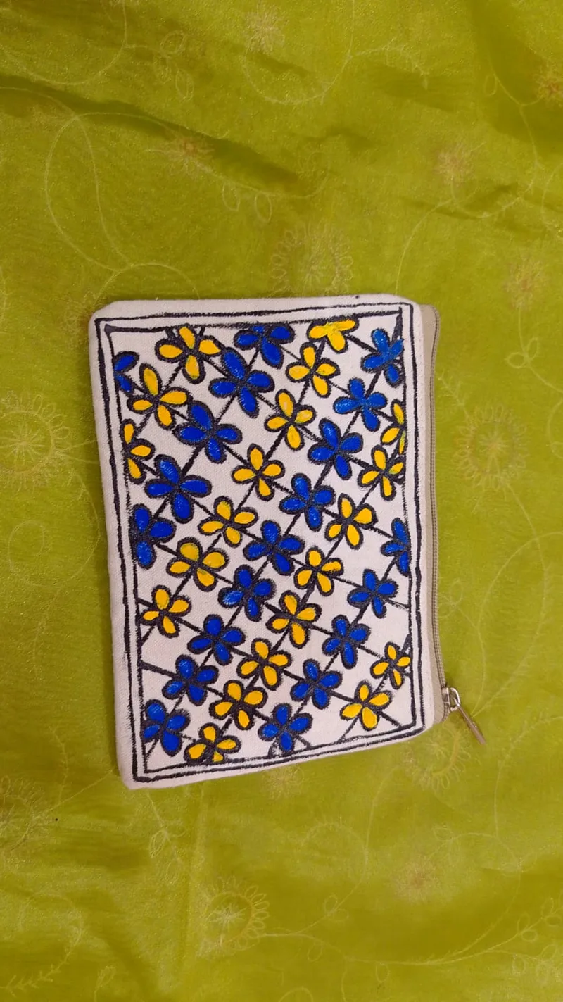 Pure canvas cotton small purse bag Mithila Panting Art