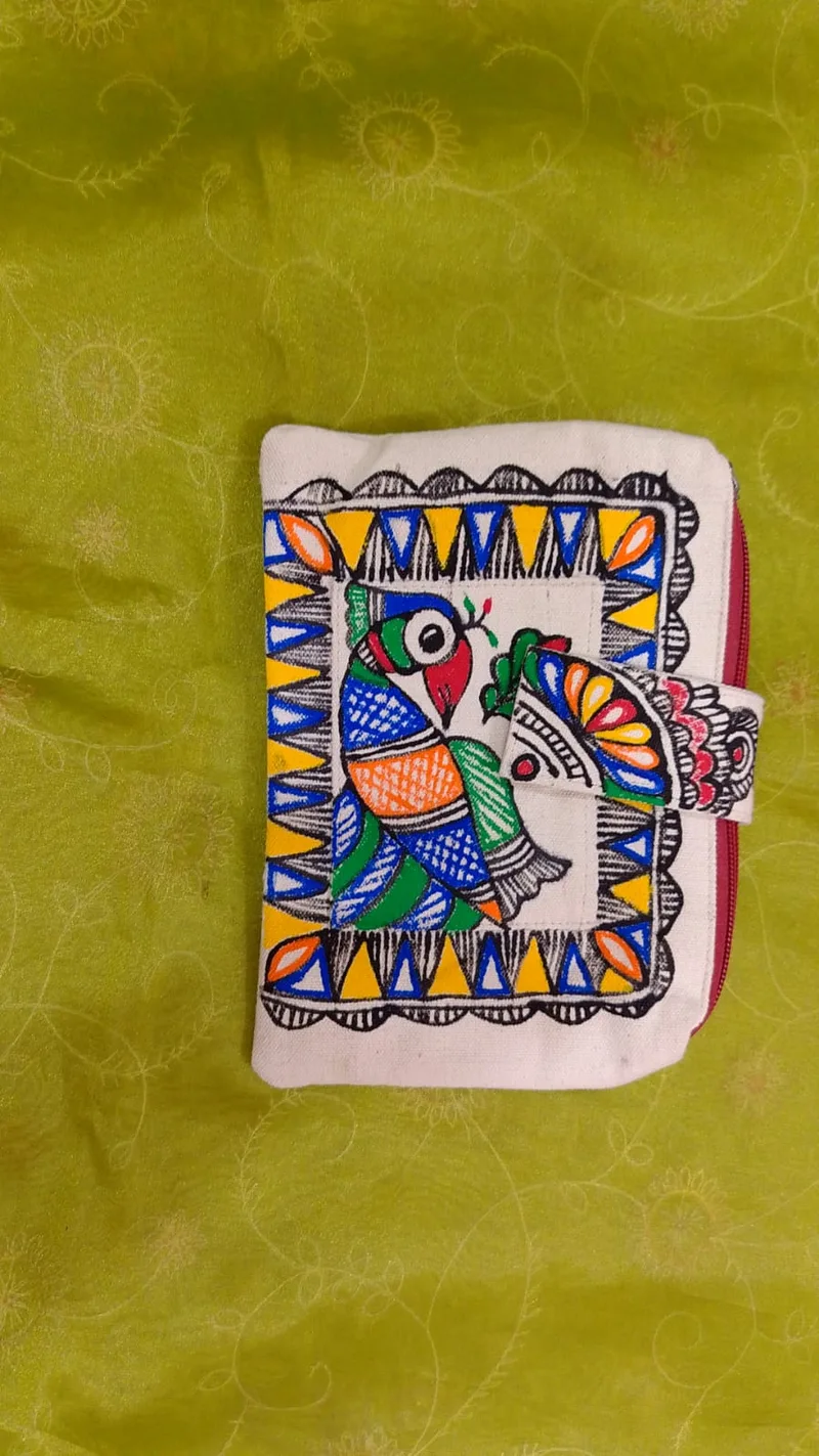 Pure canvas cotton small bag Mithila Panting Art
