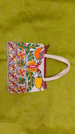 Pure canvas cotton small bag Mithila Panting Art thumbnail