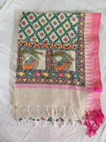 Full hand work beautiful Mithila panting shawl thumbnail