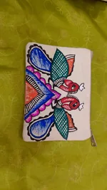 Pure canvas cotton small purse bag Mithila Panting Art thumb 1